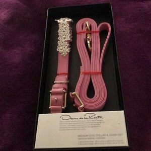 Oscar de la Renta med dog collar and leash set